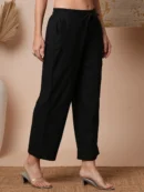 MOBERO Black Embroidered Straight Pants