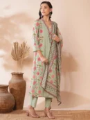 MOBERO Green Floral Print Ethnic Costume