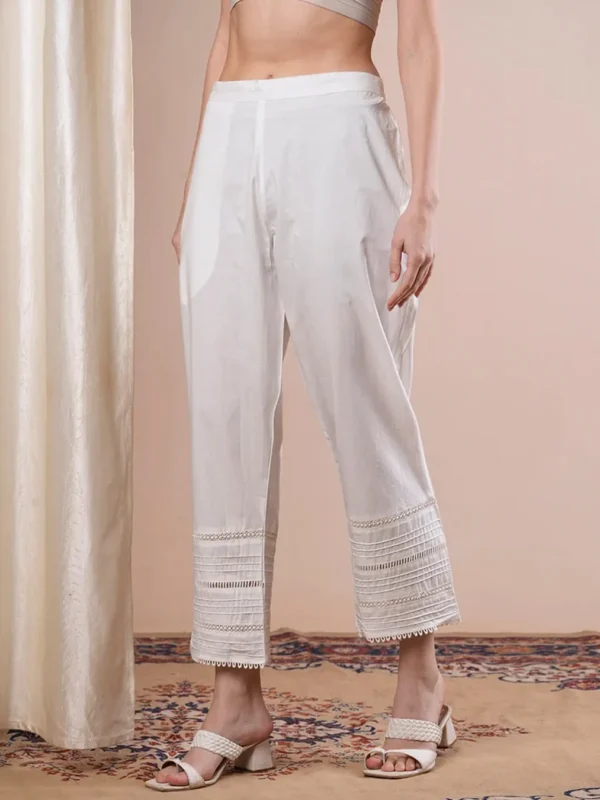 MOBERO White Cotton Linen Straight Pants