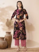 MOBERO Black Floral Print Ethnic Costume